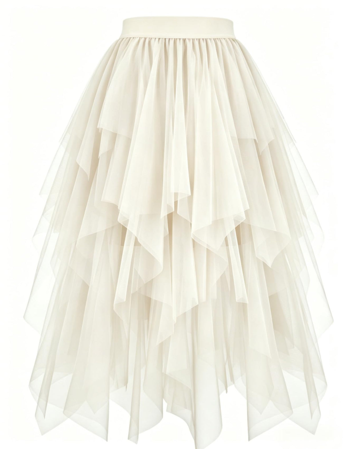 Women's Tulle Skirt High Low Layered A-Line Midi Fairy Skirt - Midi Length Irregular Tutu Skirt for Party 80s Outfit