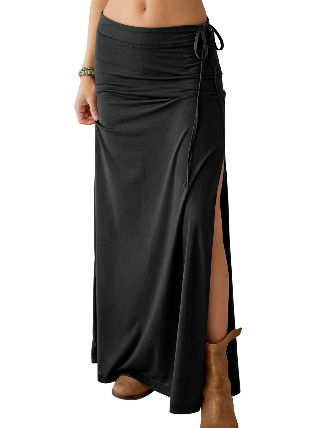 ANRABESS Womens High Waisted Side Slit Maxi Skirts