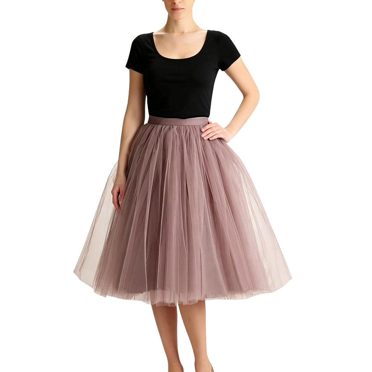 WDPL Women's A-Line Tulle Skirt Elastic Waist Petticoat Bridesmaid Tutu