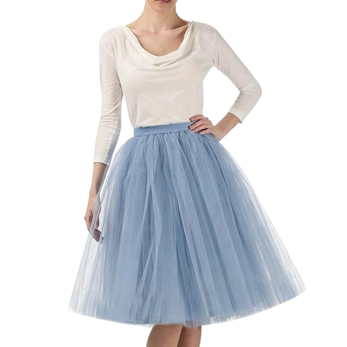 WDPL Women's A-Line Tulle Skirt Elastic Waist Petticoat Bridesmaid Tutu