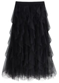 Tulle Skirts for Women Long Length Tutu Fairy Tiered Skirt A Line Mesh Elastic Waist Skirts