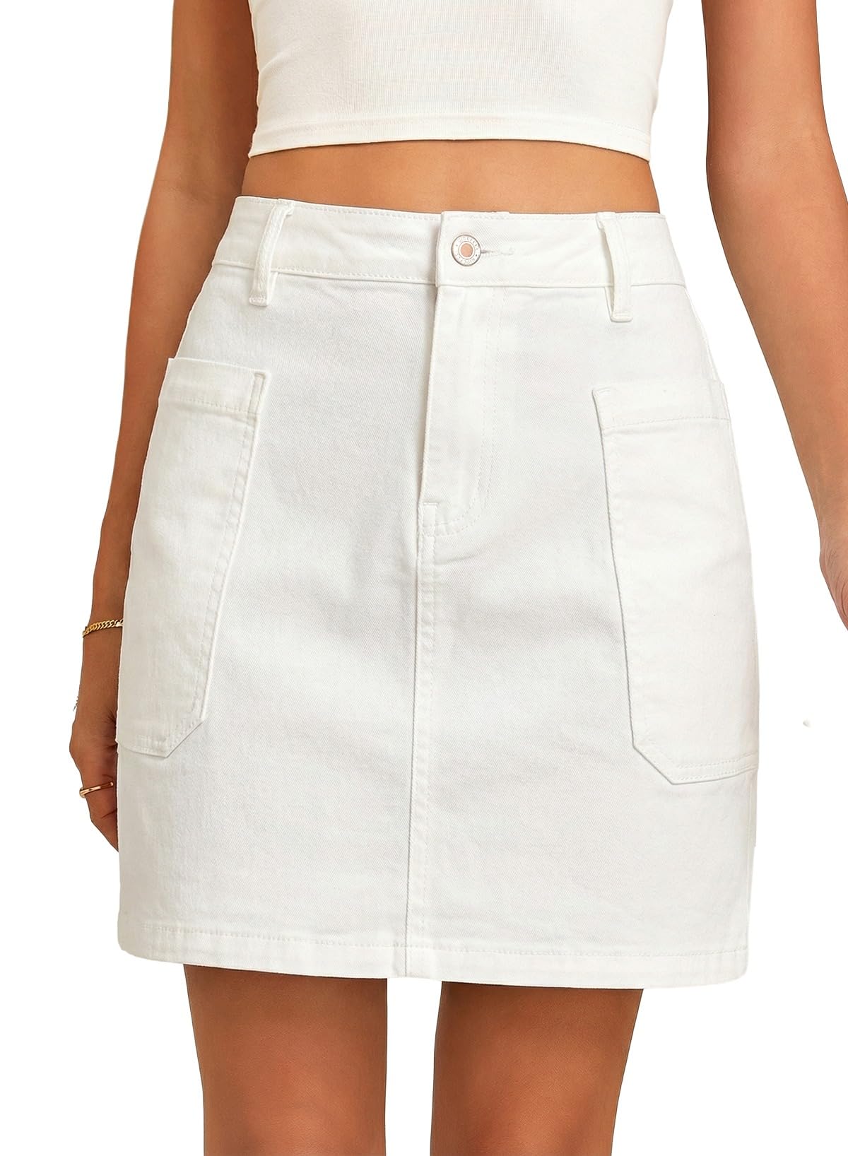 Sidefeel Women's Cargo Pocket Straight Denim Skirt