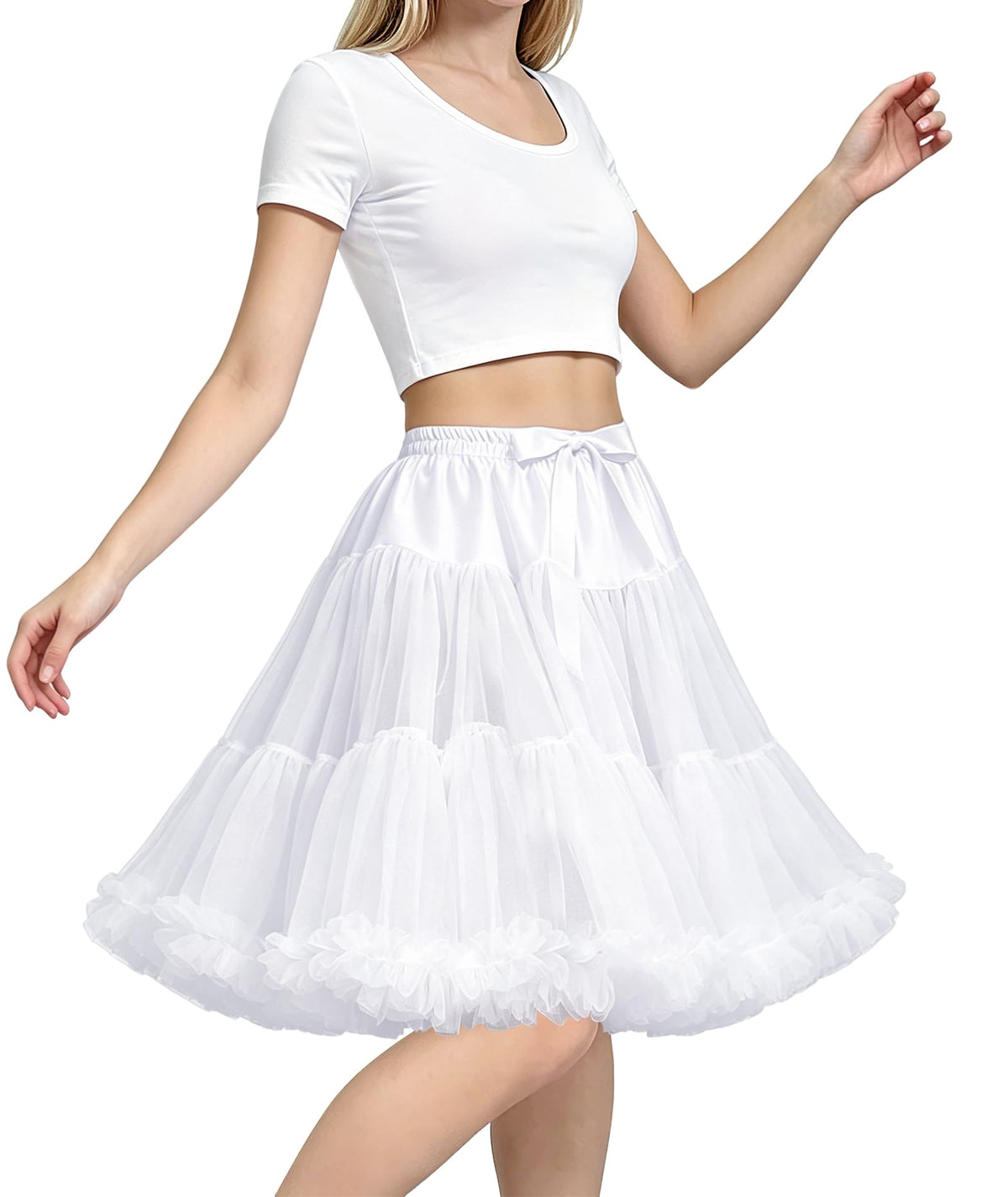 Petticoat Skirt for Women Under Dress 3-Layered Tulle Elastic Waist Tutu