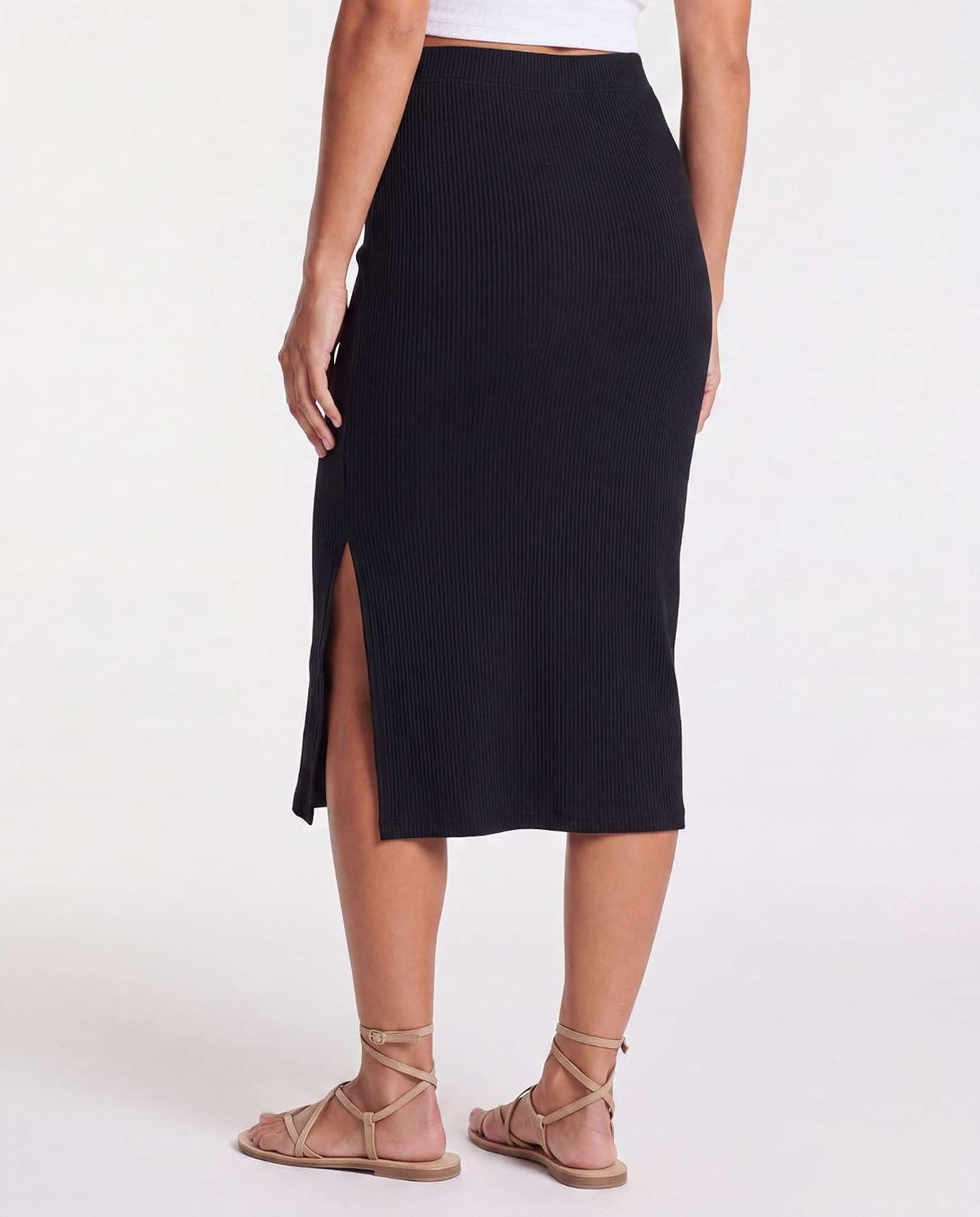 3 Pack Women's Ribbed Midi Skirts High Waisted Pencil Knee Length Work Slit
