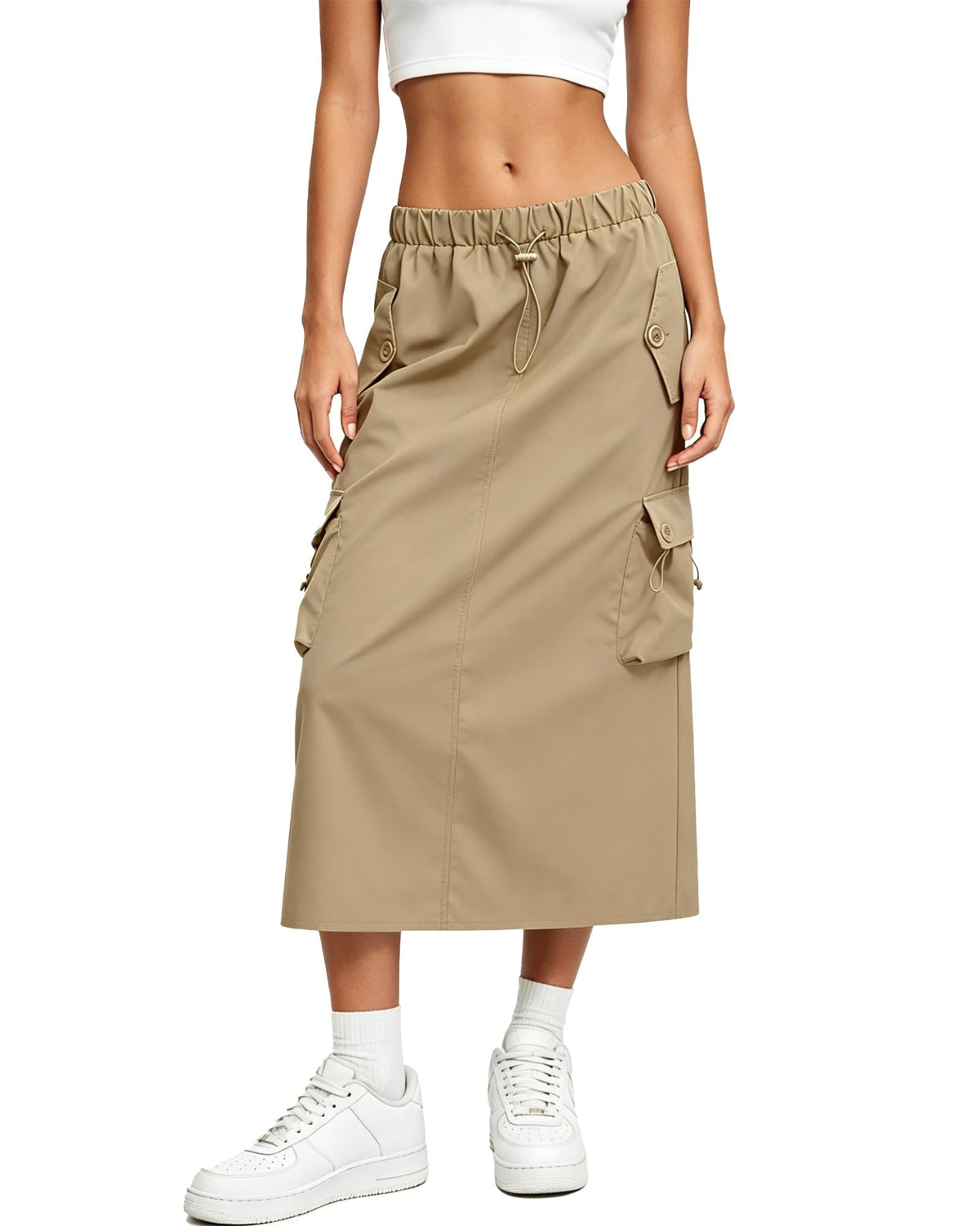 Cromoncent Women Cargo Skirts Midi Utility Skirt Quick Dry Skirts