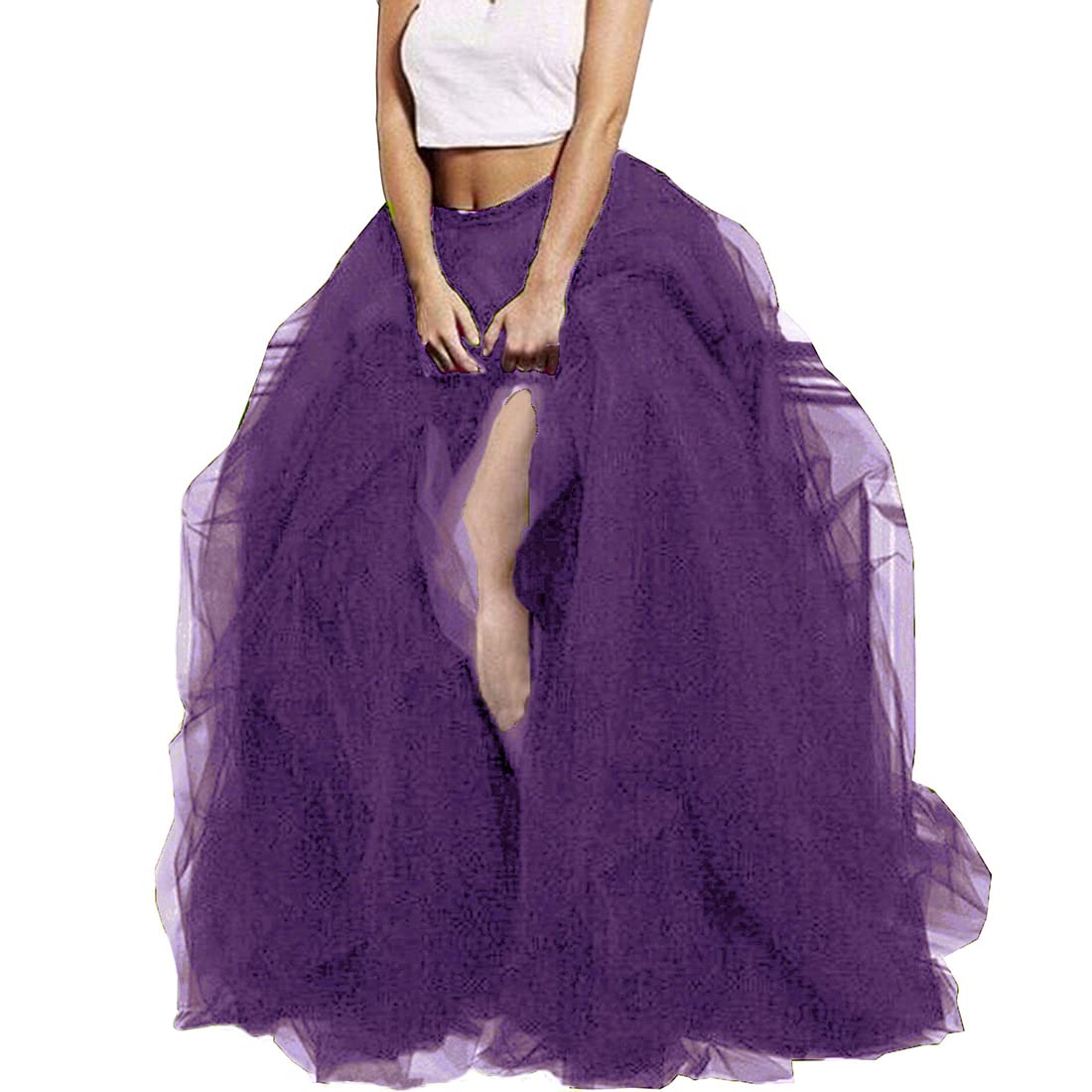 Lisong Women Maxi Tulle Floor Length Layered High Waist Spectial Occasion Skirt