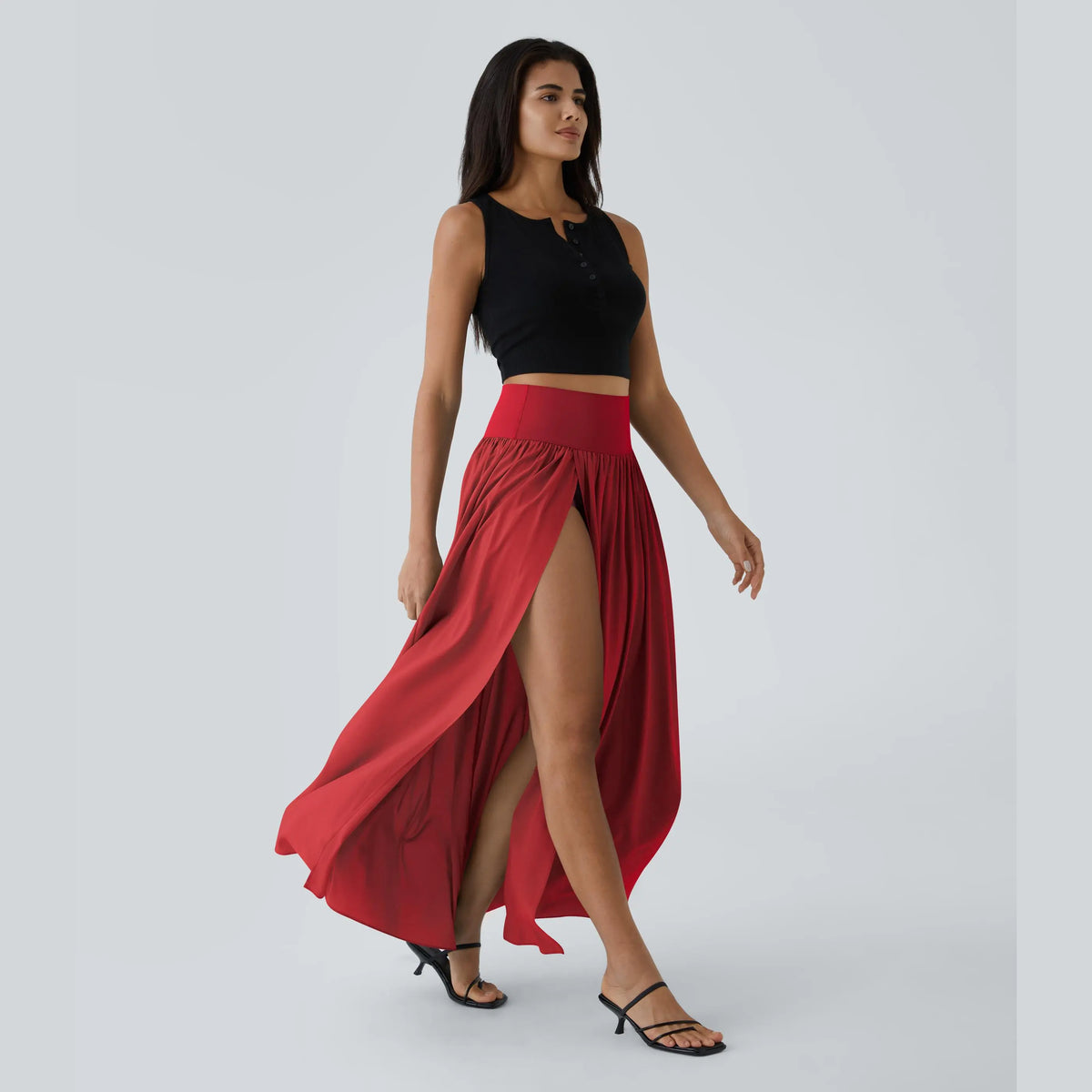 Halara Breezeful High Waisted Split 2-in-1 Flowy Quick Dry Maxi Casual Skirt #BackToSchool