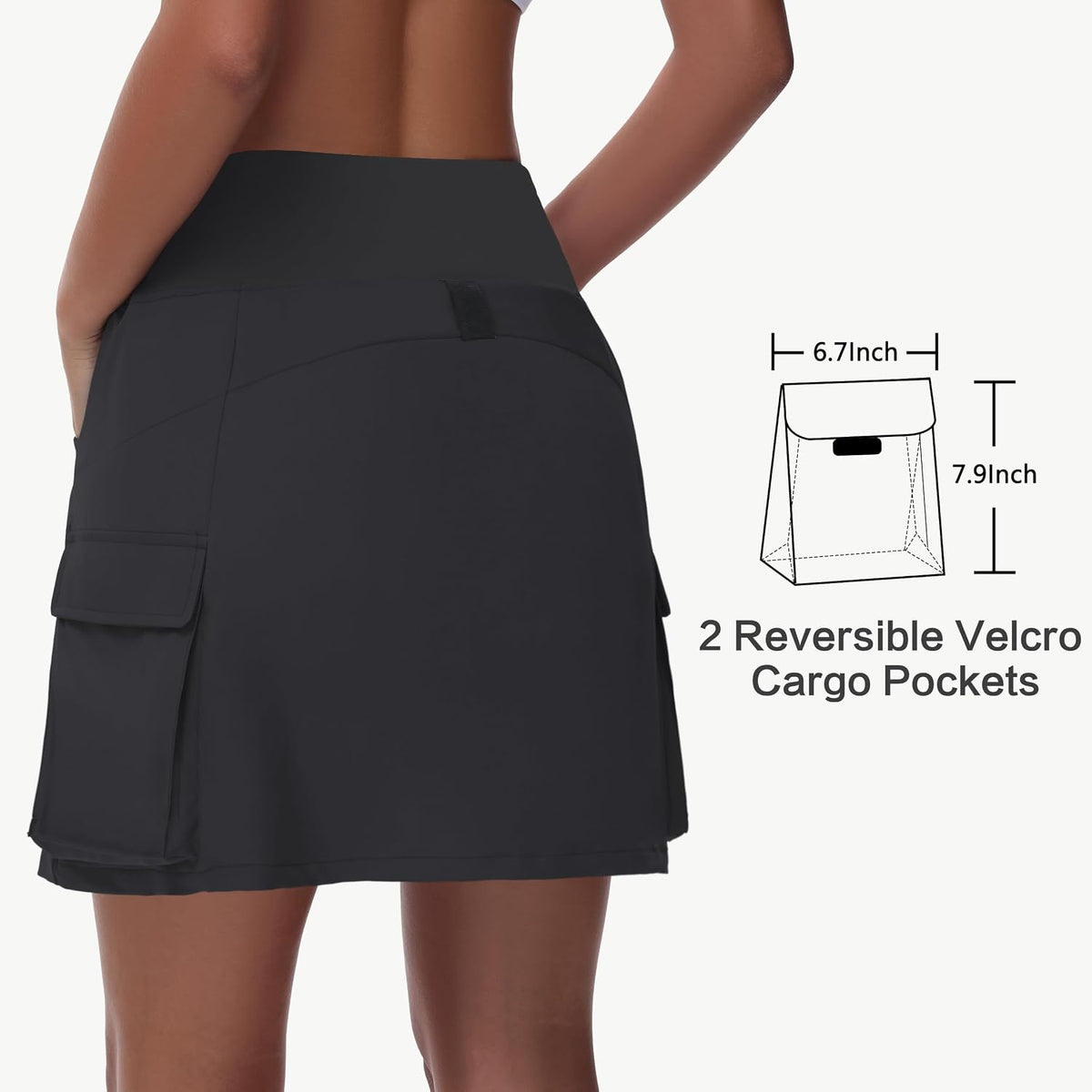MIVEI Women's 16" 20" Hiking Cargo Skort Skirt - High Waisted Golf Dressy Casual Workout Sport Skirt with Liner Quick Dry