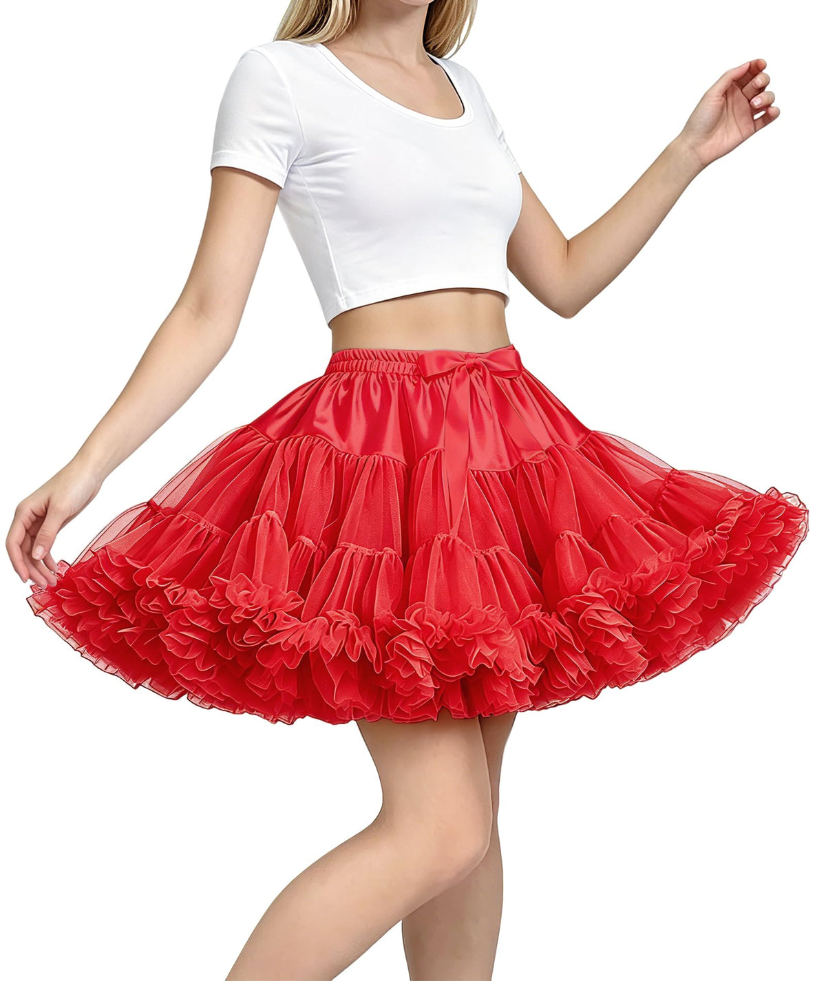 Petticoat Skirt for Women Under Dress 3-Layered Tulle Elastic Waist Tutu