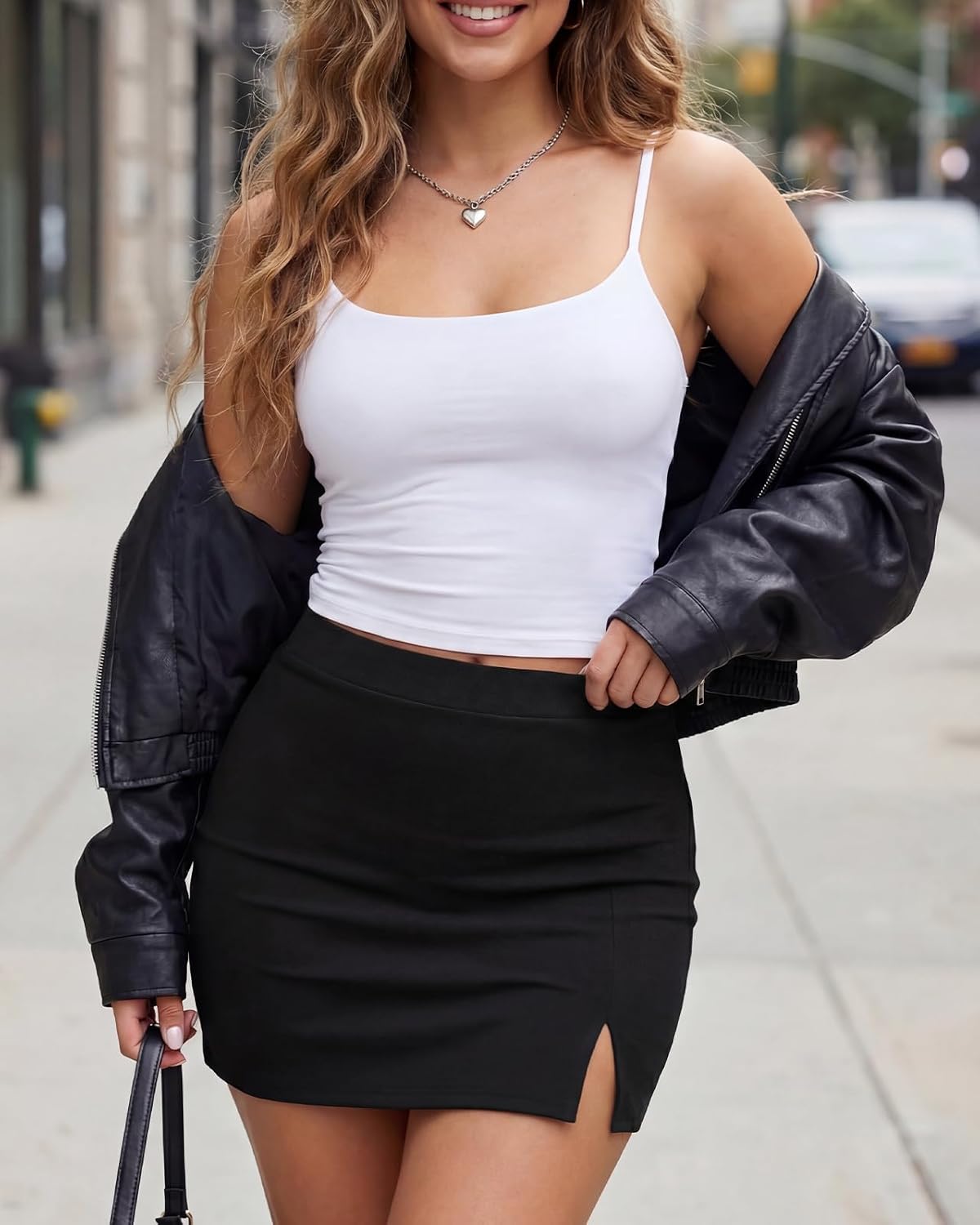 DooMoni Women's Slit High Waisted Mini Skirt Y2K Club Skort with Underneath