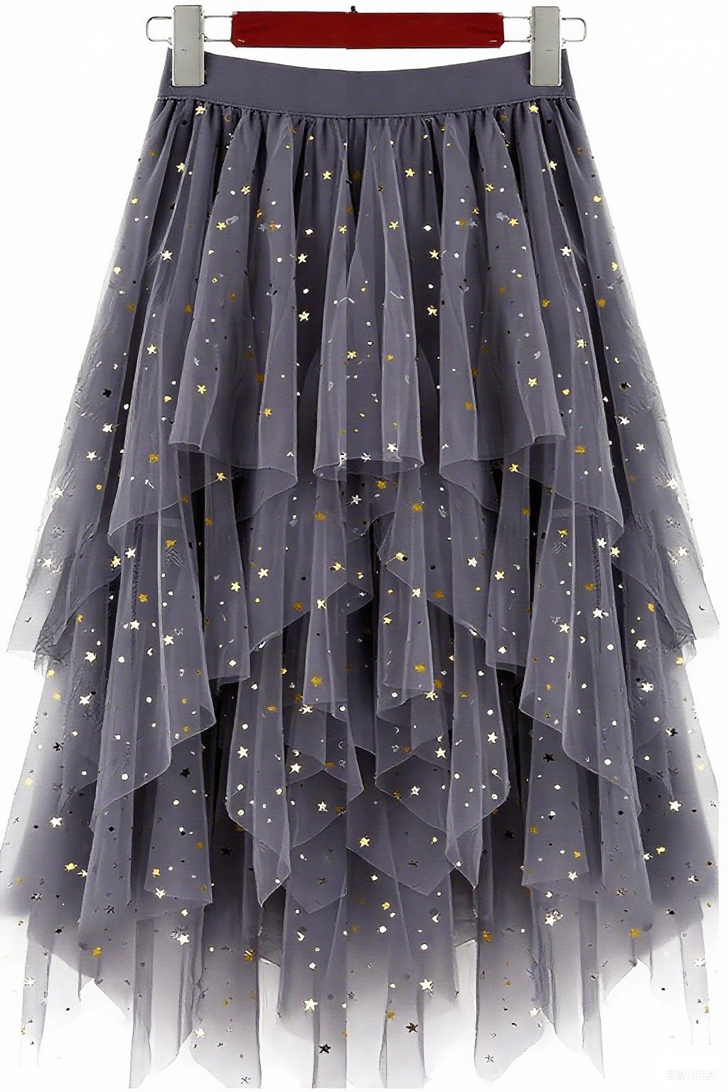 LBKKC Tulle Skirts for Women, Puffy Skirt Asymmetrical Midi Length Ruffled Tutu Layered Mesh Fairy Skirt