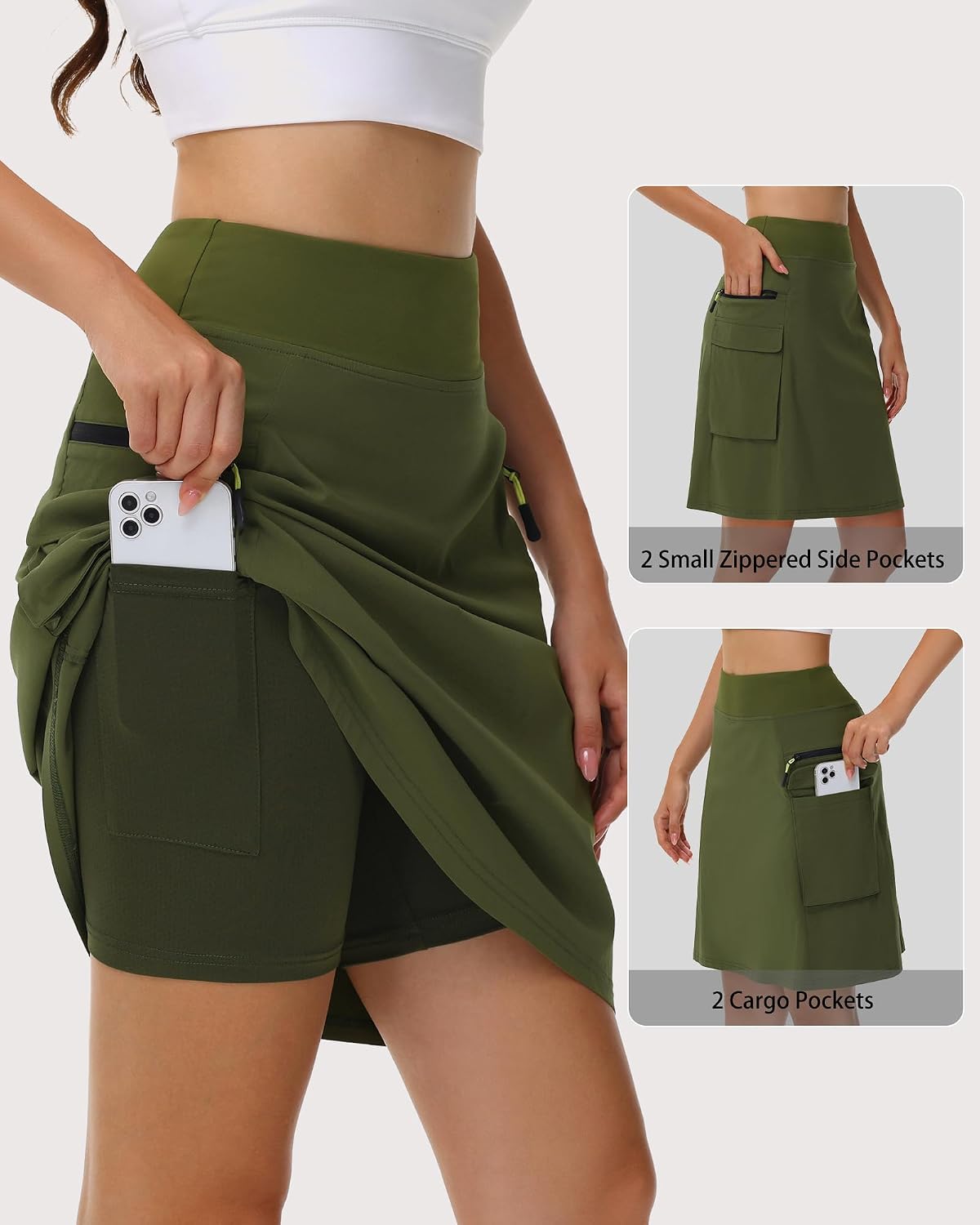 Kimmery Women's Quick Dry Cargo Skirt with 5 Pockets High Waisted Golf Skirts for Casual Hiking
