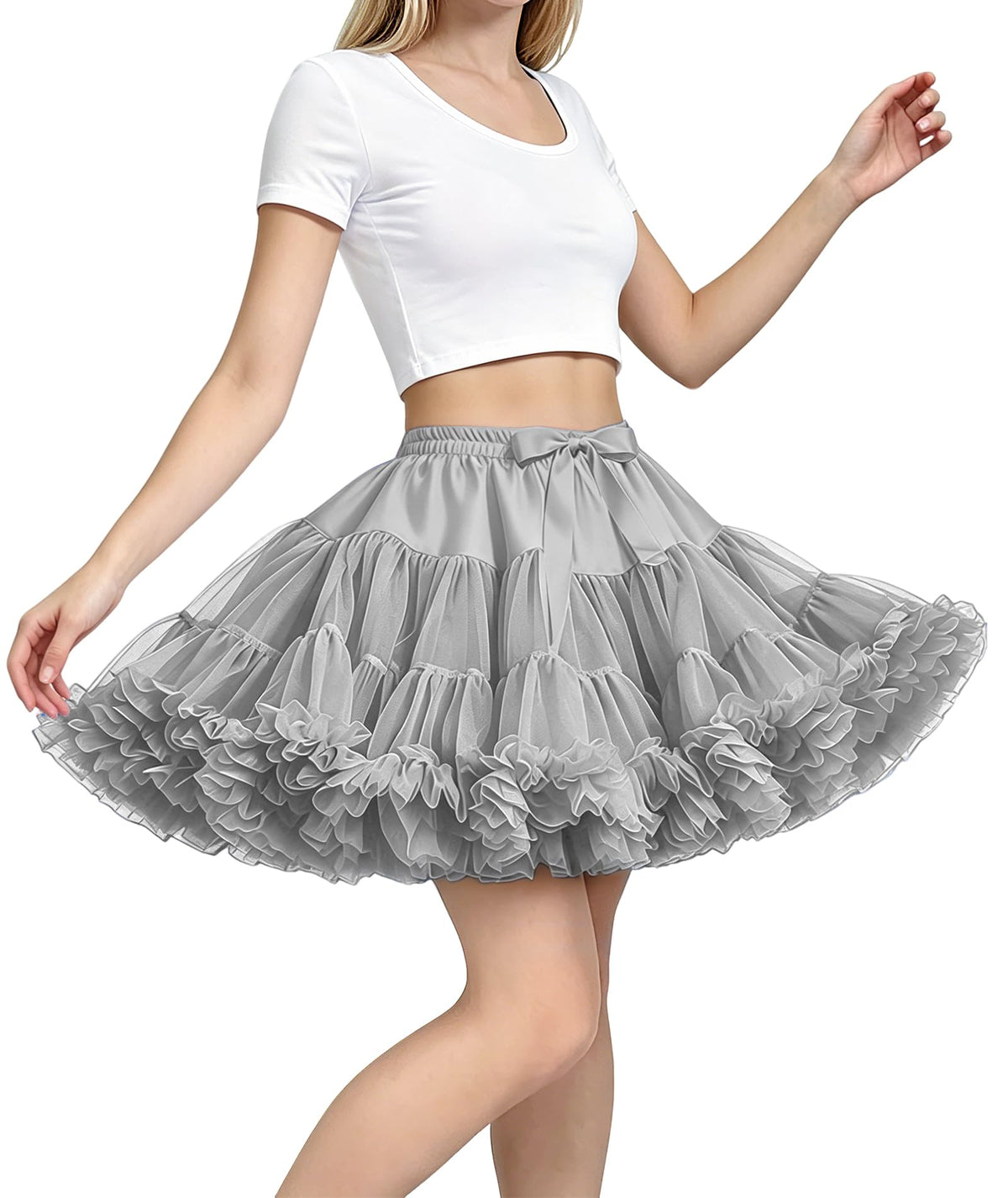 Petticoat Skirt for Women Under Dress 3-Layered Tulle Elastic Waist Tutu