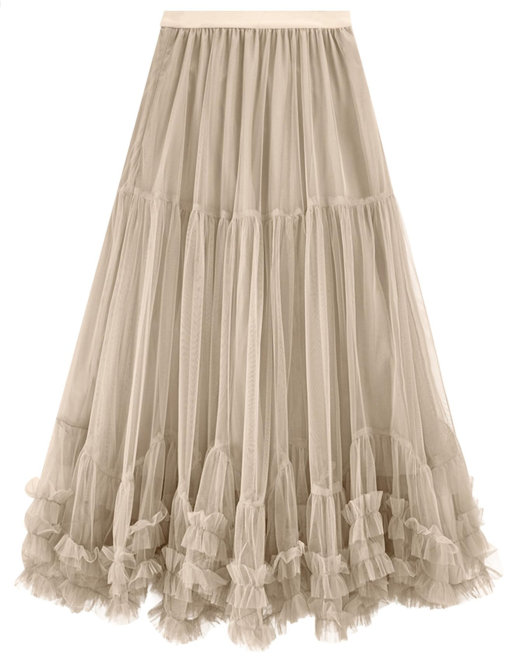 COZYPOIN Women's Maxi Tulle Skirts Long Layered Mesh Tiered Fairy Skirt