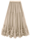 COZYPOIN Women's Maxi Tulle Skirts Long Layered Mesh Tiered Fairy Skirt