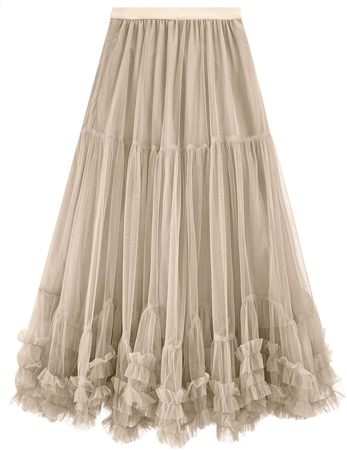 COZYPOIN Women's Maxi Tulle Skirts Long Layered Mesh Tiered Fairy Skirt