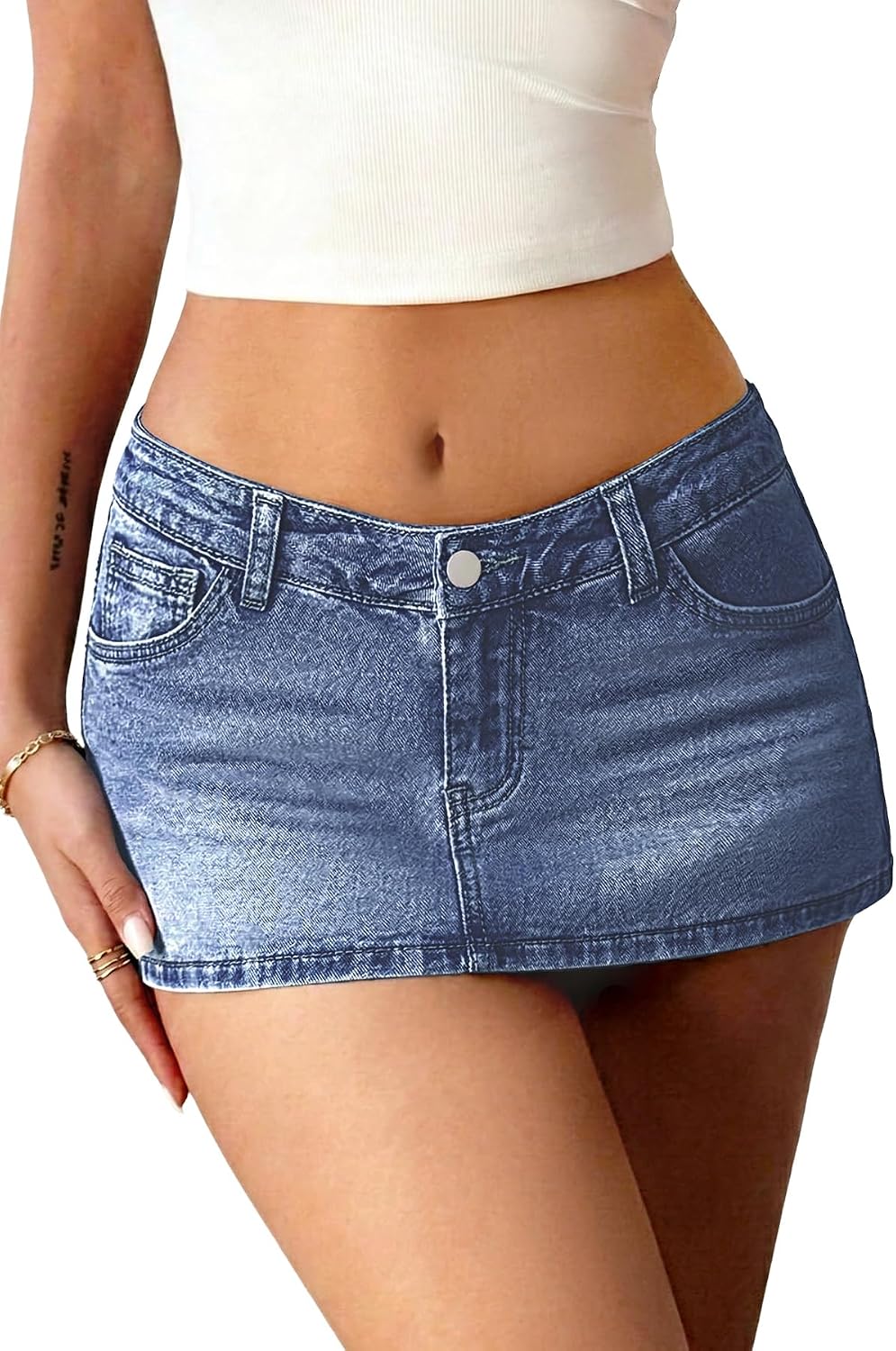 ELLEVEN Low Rise Stretchy Jean Skorts for Woman with Underneath