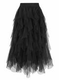 KASBAH Women's Long Tulle Skirt Fluffy Layered Tutu Skirts for Women Adults High Low Party Wedding Evening Events Puffy Tutus