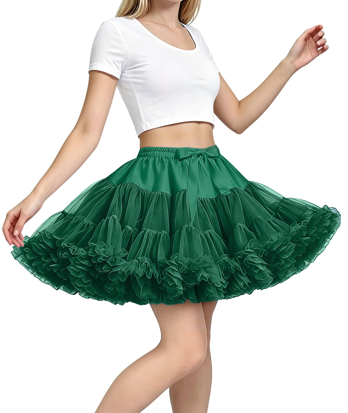 Petticoat Skirt for Women Under Dress 3-Layered Tulle Elastic Waist Tutu