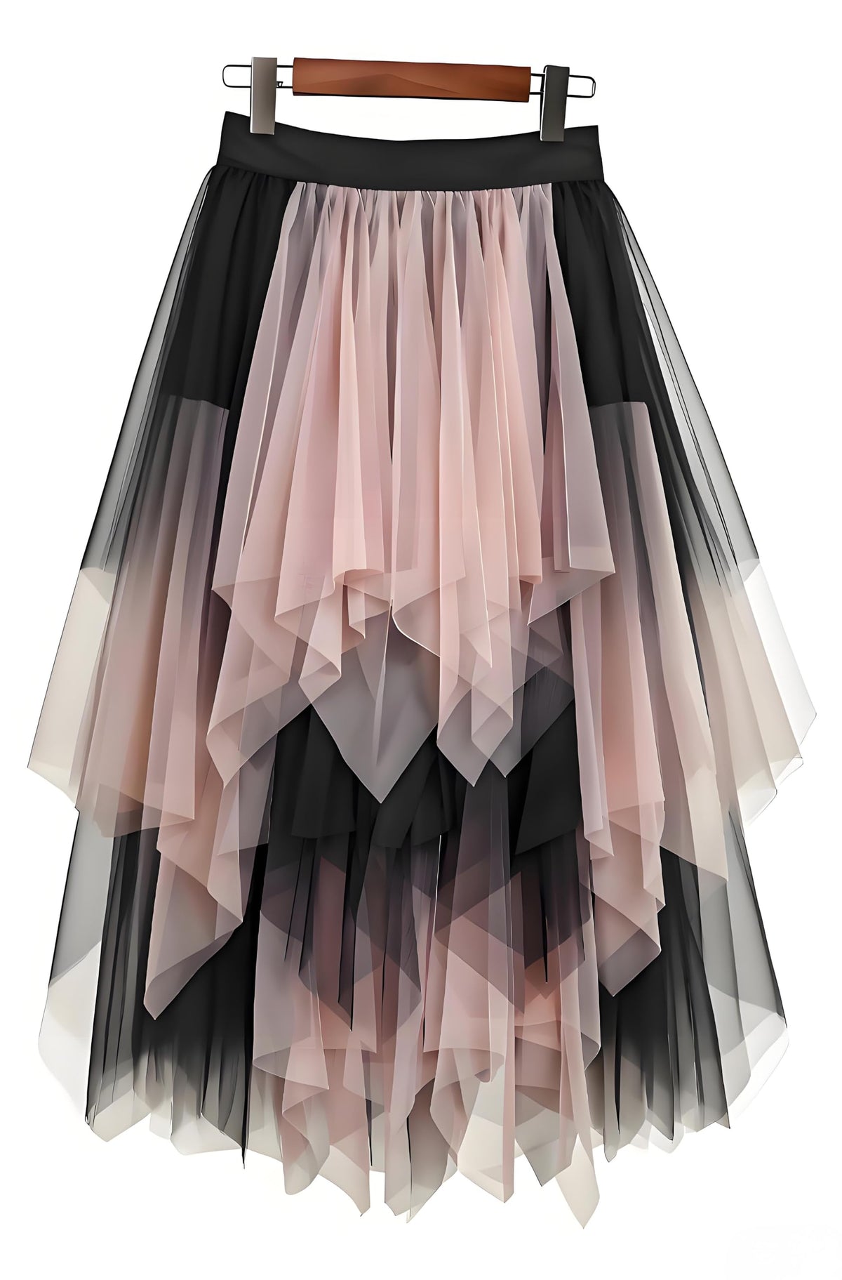 LBKKC Tulle Skirts for Women, Puffy Skirt Asymmetrical Midi Length Ruffled Tutu Layered Mesh Fairy Skirt