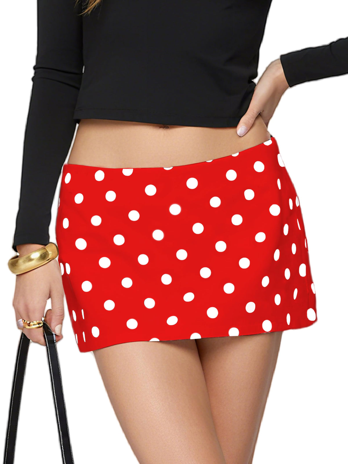 Danysu Stretchy Mini Skorts Low Waist Skirt with Shorts Side Slit Skirts