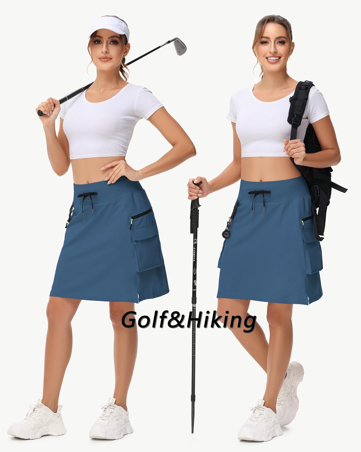 MIVEI 14" 20" Women's Hiking Cargo Skorts Skirts with Zipper Pockets Knee Length