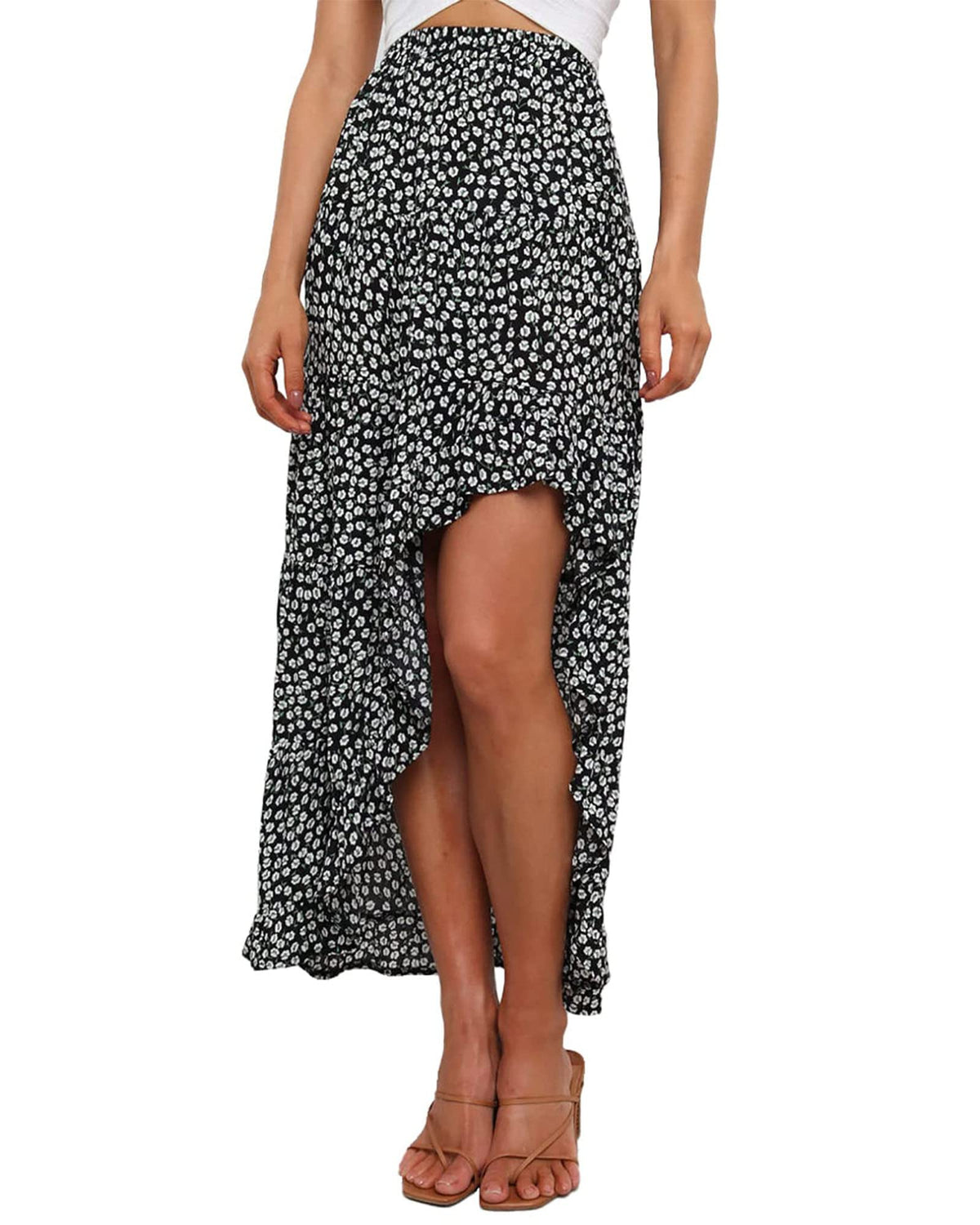 BTFBM Boho High Low Long Maxi Skirts for Women