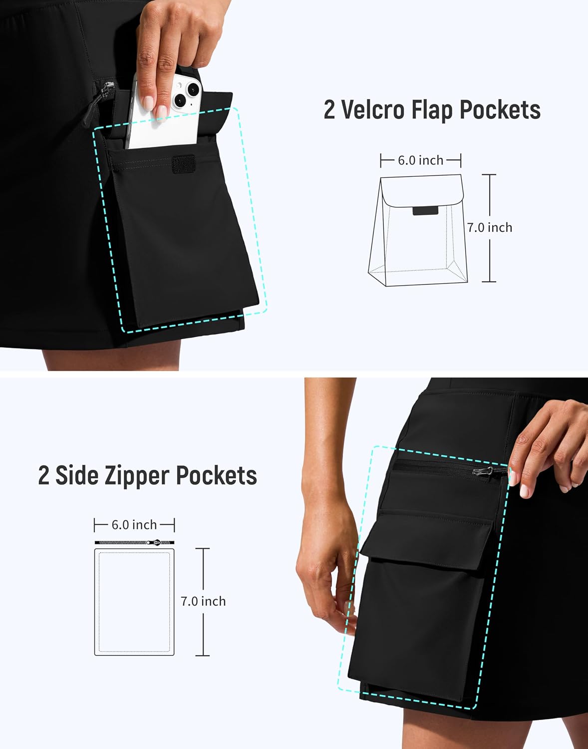 SANTINY 16" Hiking Cargo Skorts 6 Pockets