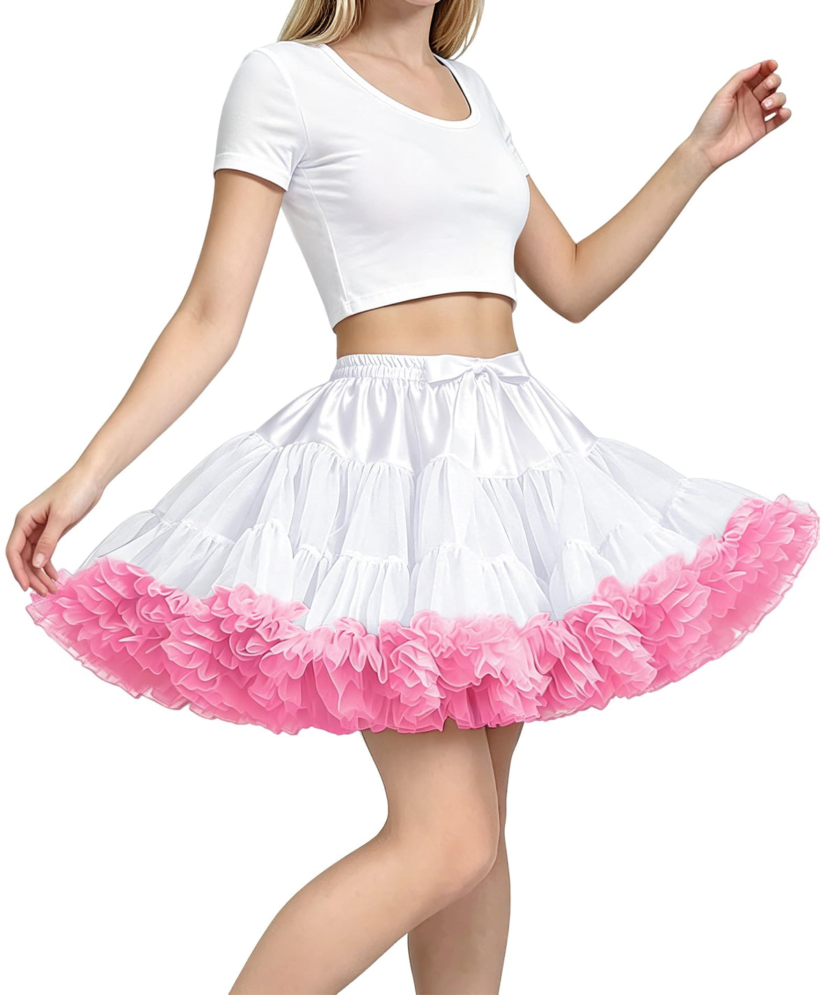 Petticoat Skirt for Women Under Dress 3-Layered Tulle Elastic Waist Tutu