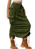 Women's Y2K Casual Cargo Denim Midi Skirt