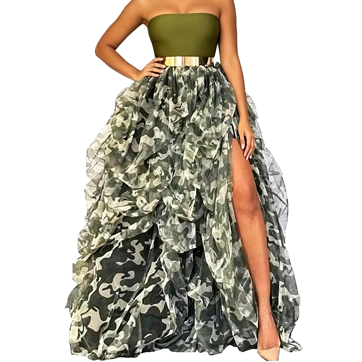 Lisong Women Maxi Tulle Floor Length Layered High Waist Spectial Occasion Skirt