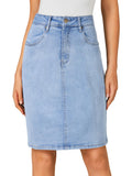 OPOIPIN Women's Back Slit Casual Denim Skirts