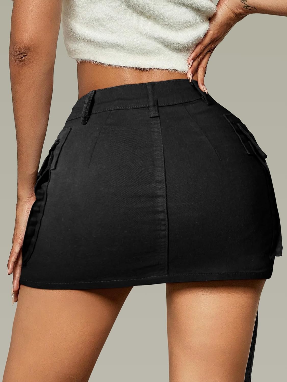 LOLILRSD Women Cargo Skirt Denim Mini Low Waist Y2K Jean Skirt with Pockets
