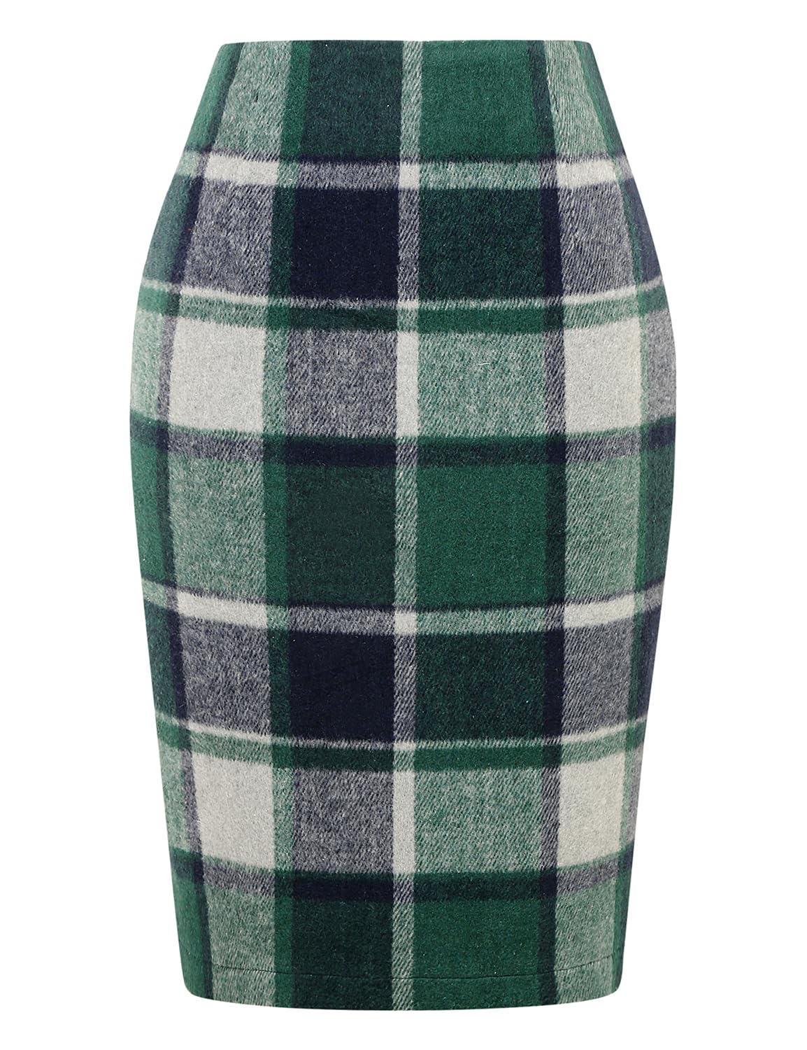 IDEALSANXUN Plaid Skirts for Women Fall Winter Knee Length Pencil Wool Skirt with Slit