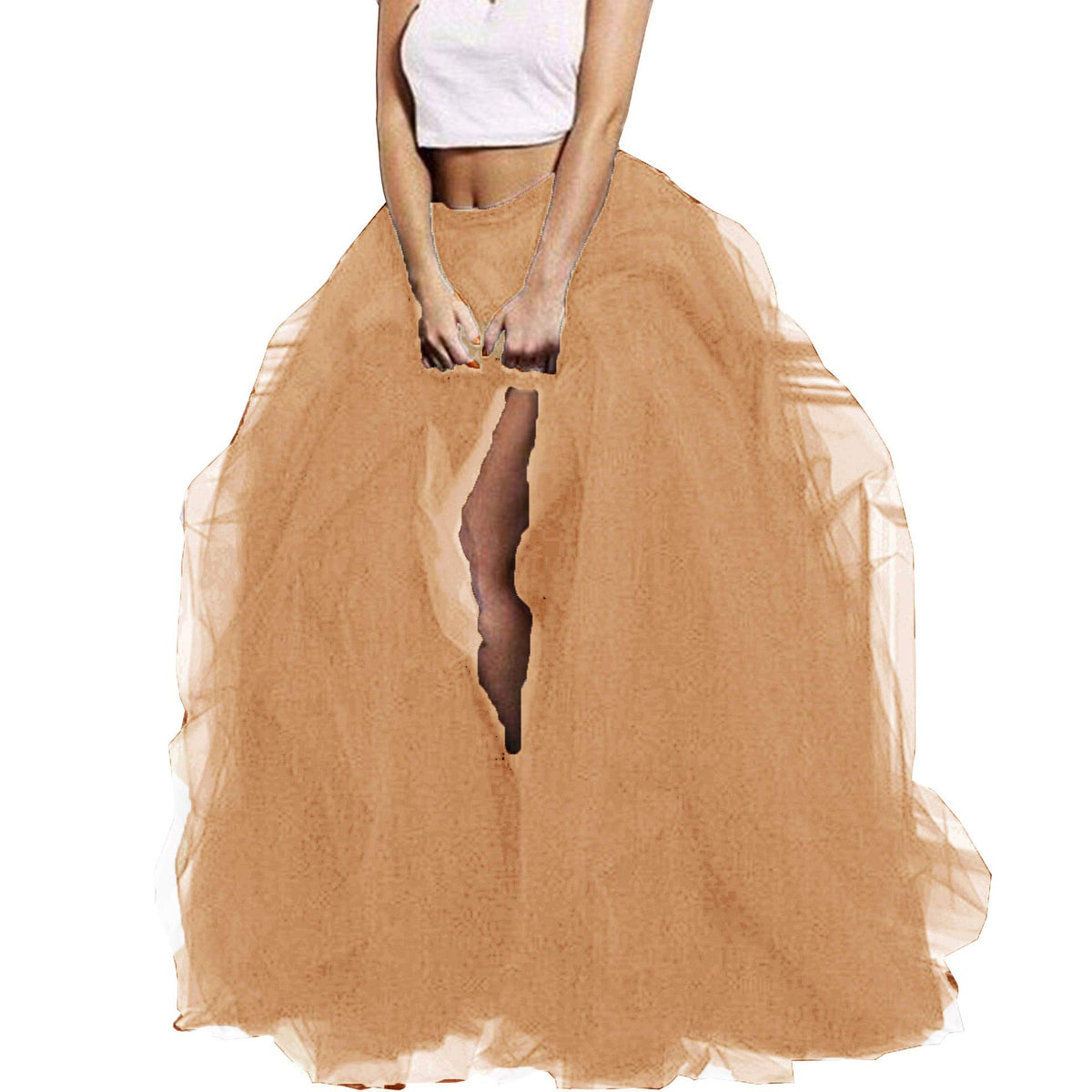 Lisong Women Maxi Tulle Floor Length Layered High Waist Spectial Occasion Skirt
