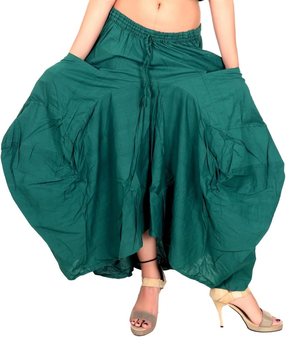 SARJANA Women Cotton Solid Pockets Skirt Hippie Afghani Ethnic