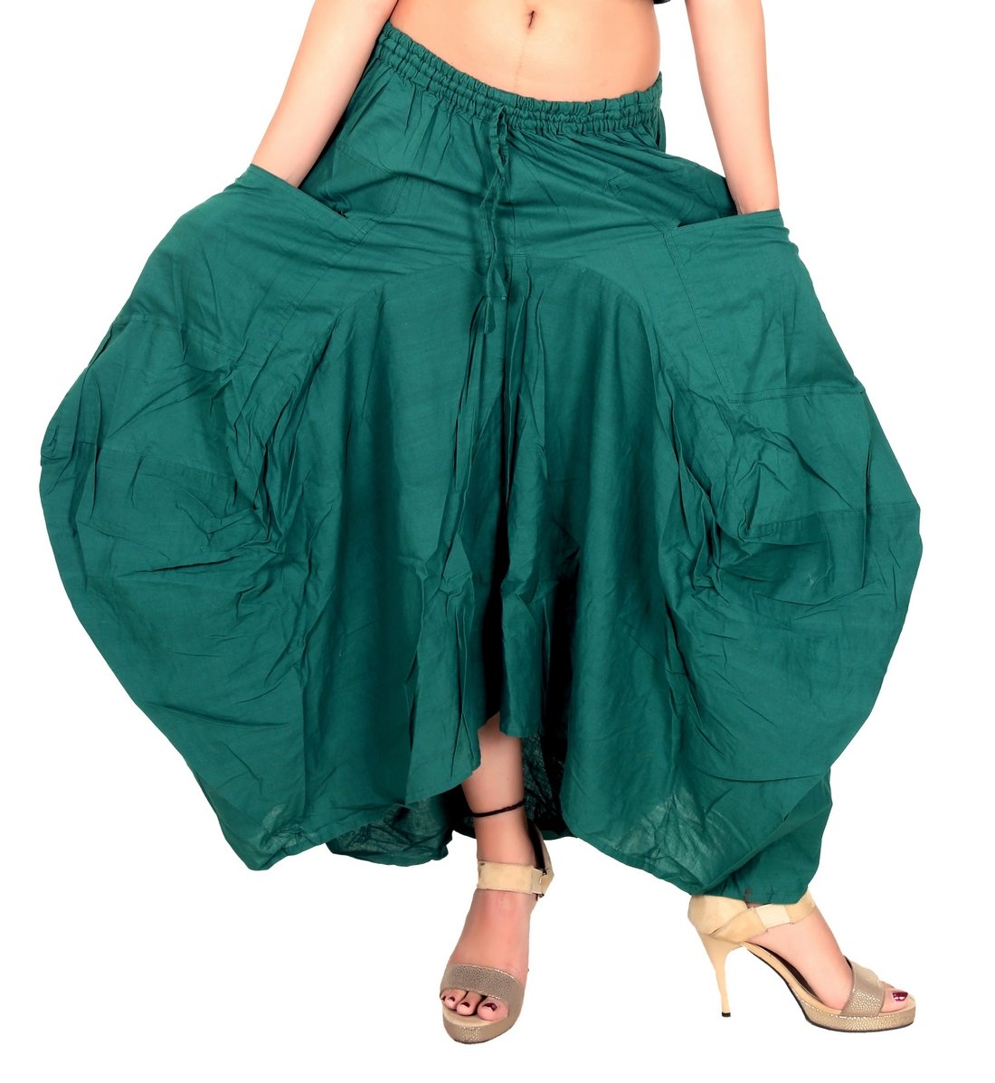 SARJANA Women Cotton Solid Pockets Skirt Hippie Afghani Ethnic