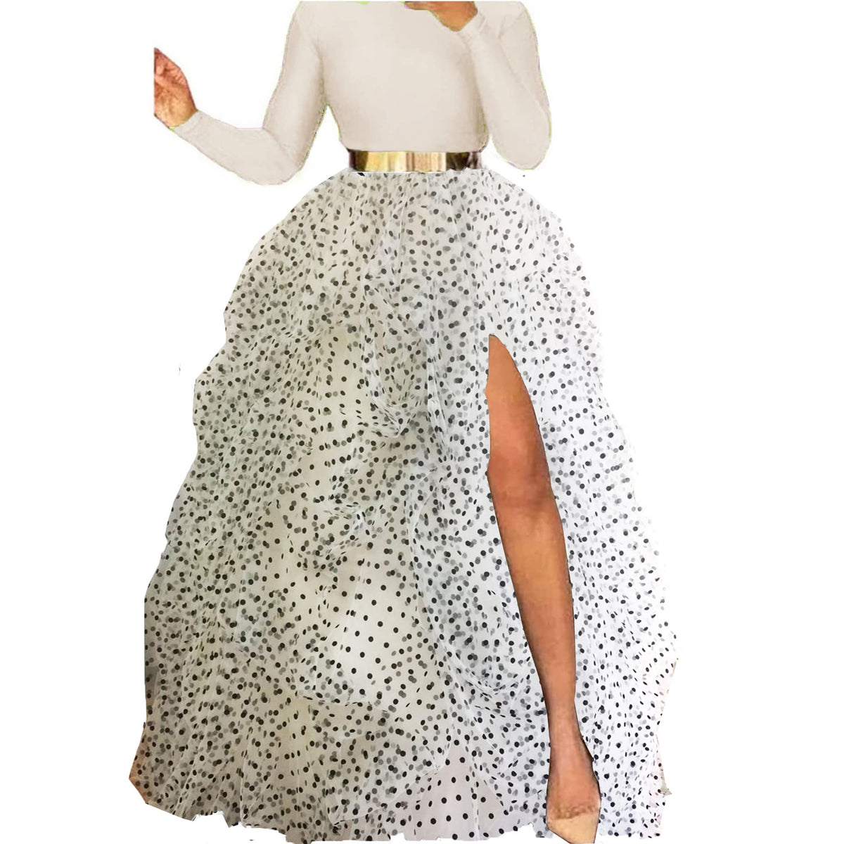 Lisong Women Maxi Tulle Floor Length Layered High Waist Spectial Occasion Skirt