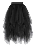 PUKAVT Tulle Skirt for Women High Waist Midi Mesh Tutu Skirt