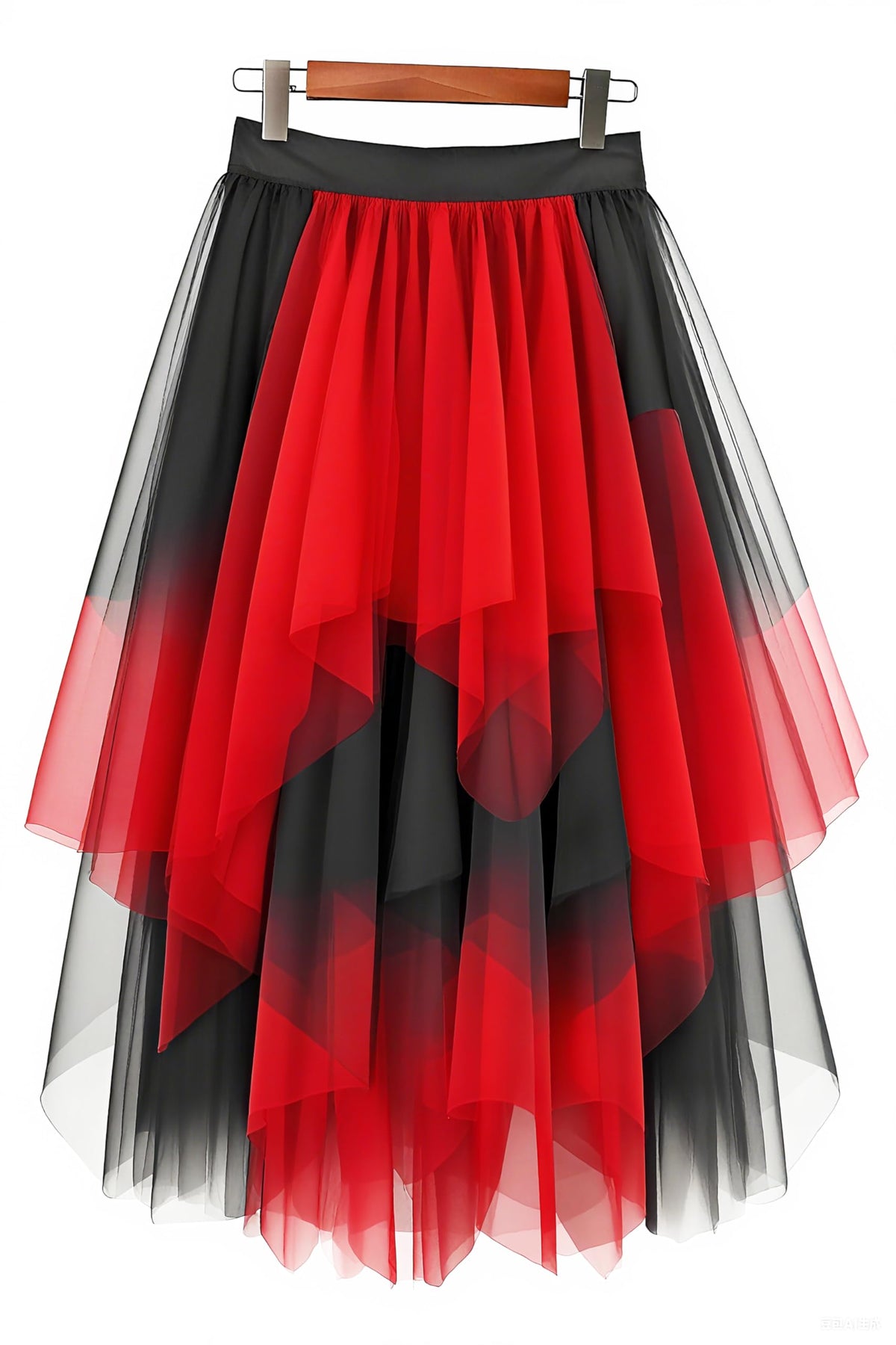 LBKKC Tulle Skirts for Women, Puffy Skirt Asymmetrical Midi Length Ruffled Tutu Layered Mesh Fairy Skirt