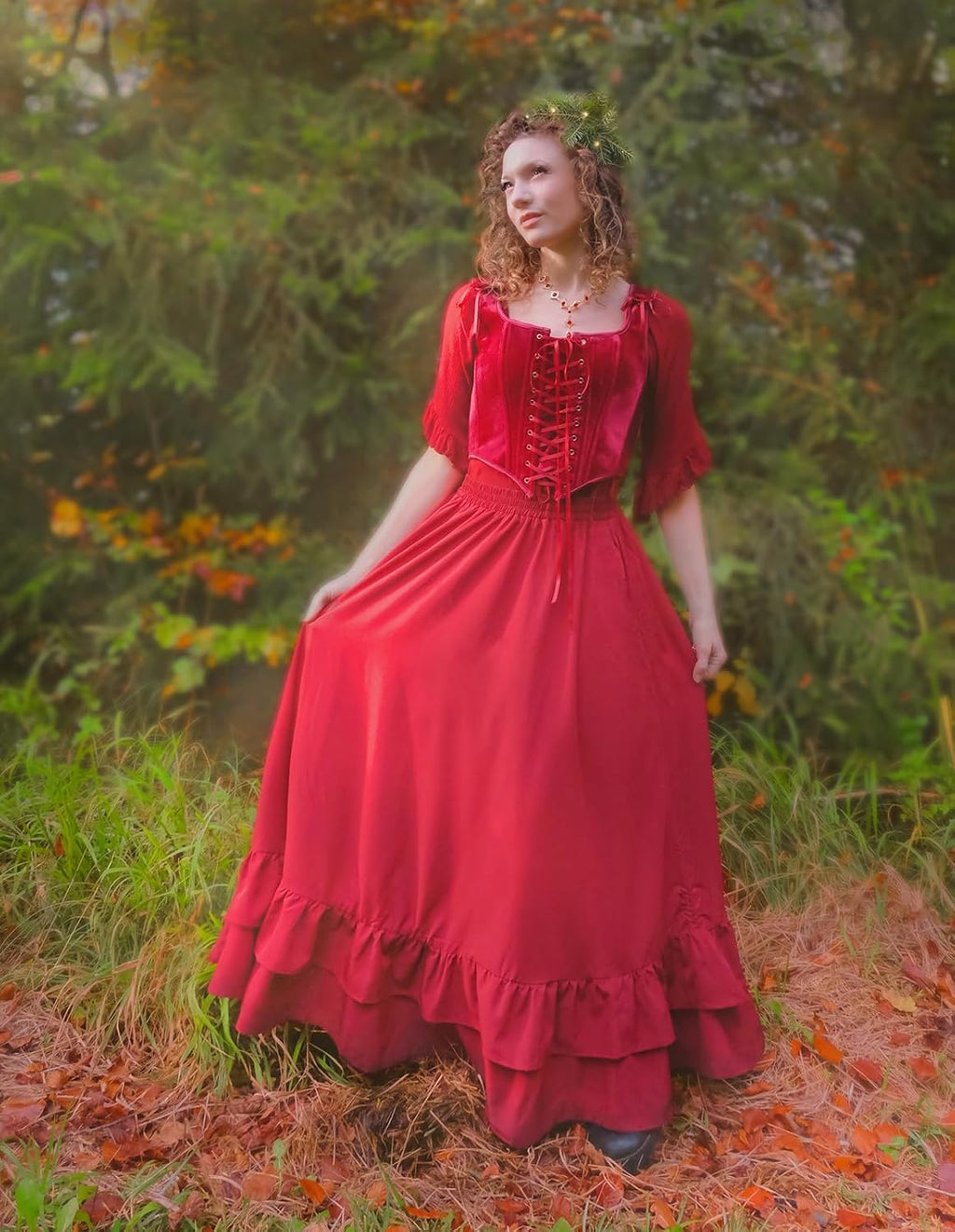 Scarlet Darkness Maxi Skirts for Women Renaissance Pirate Long Skirt