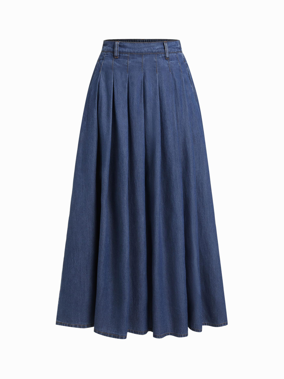 CIDER Womens Jean Skirts Long Denim Pleated A Line Skirt with Pockets
