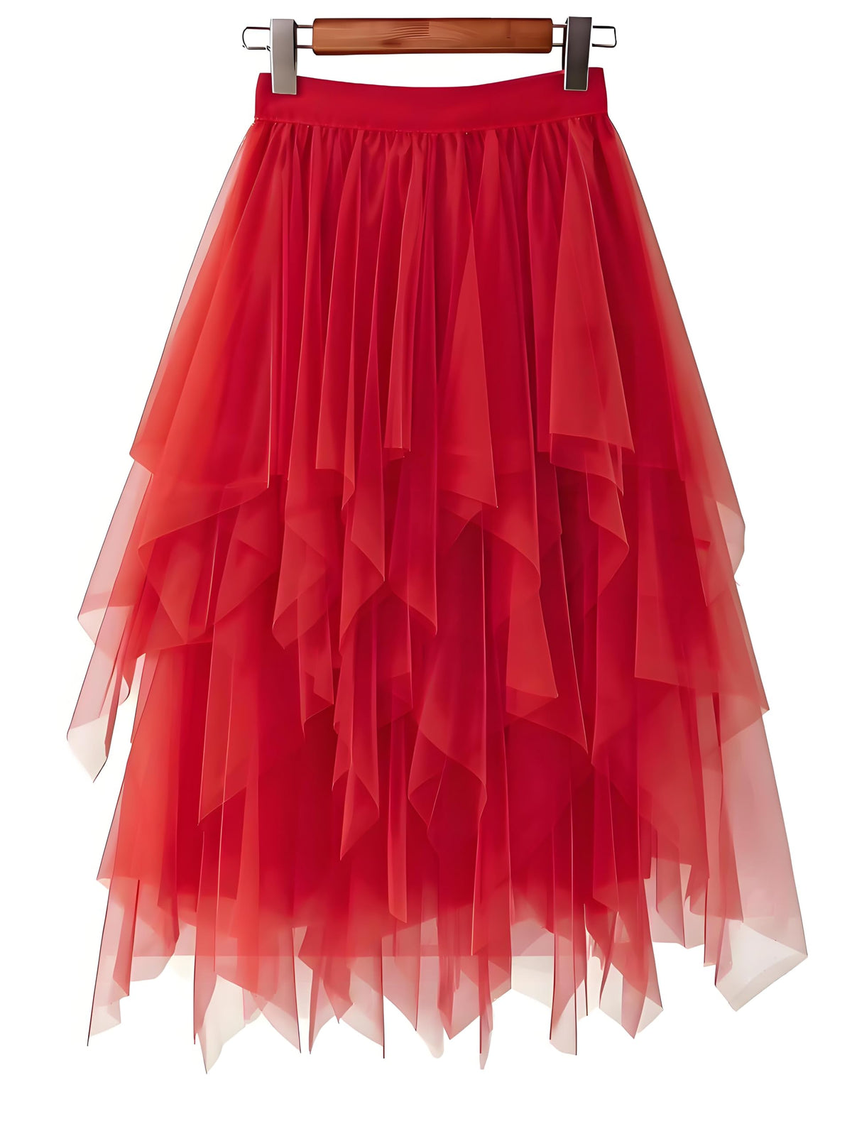 LBKKC Tulle Skirts for Women, Puffy Skirt Asymmetrical Midi Length Ruffled Tutu Layered Mesh Fairy Skirt