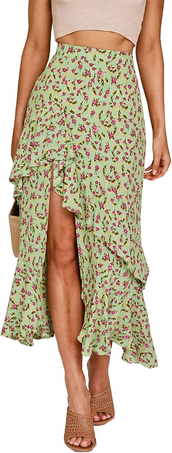 BTFBM Boho High Low Long Maxi Skirts for Women