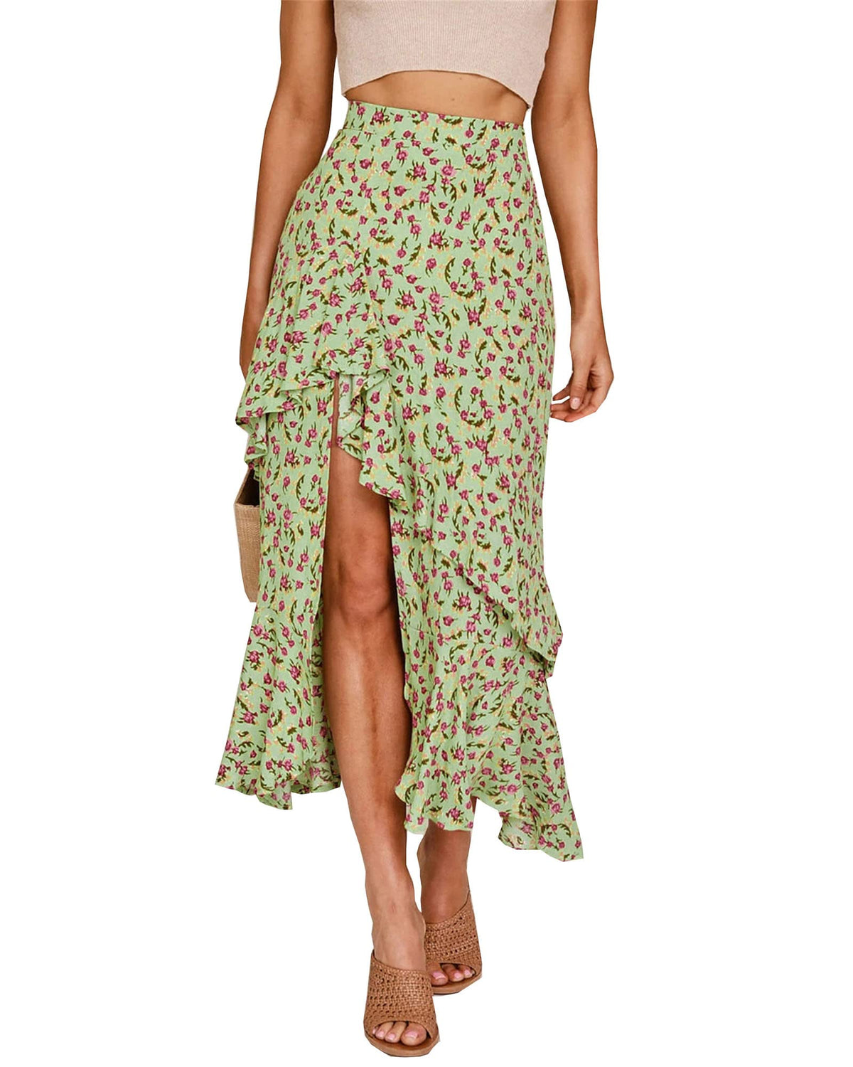 BTFBM Boho High Low Long Maxi Skirts for Women