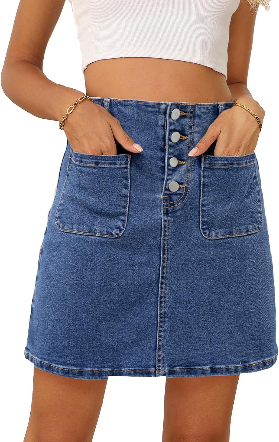 Sidefeel Women's Jean Skirt High Waist Denim Skirt