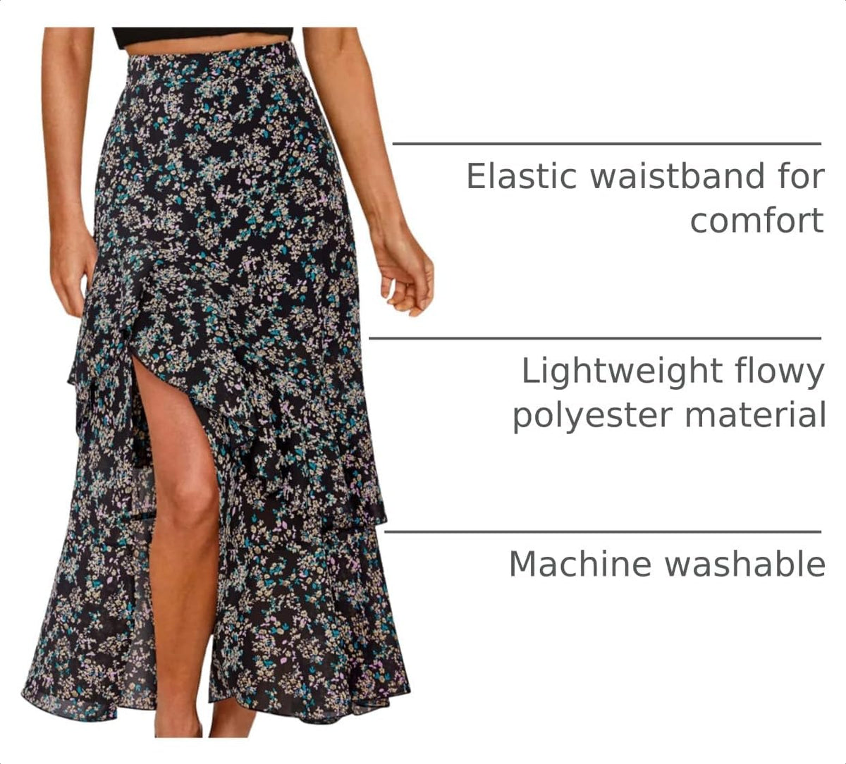 BTFBM Boho High Low Long Maxi Skirts for Women