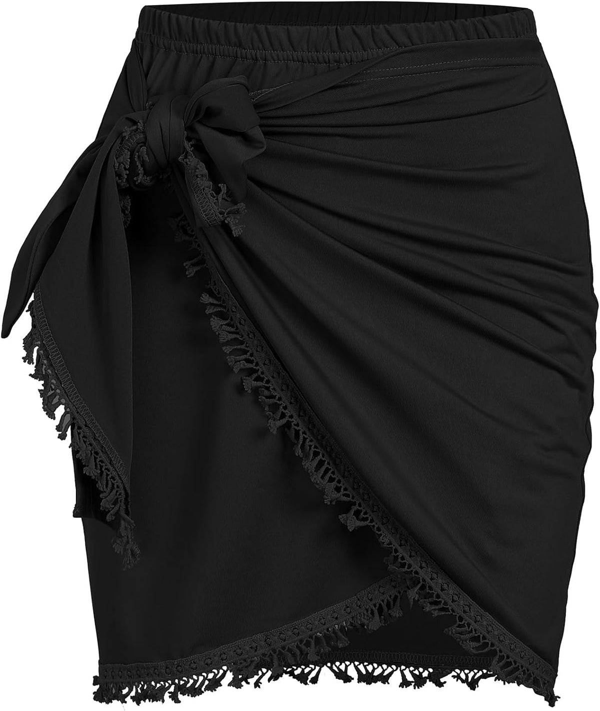 ZAFUL Slit Skirt for Women Boho Print Tie Side Wrap Tassel Casual Beach Mini Skirt