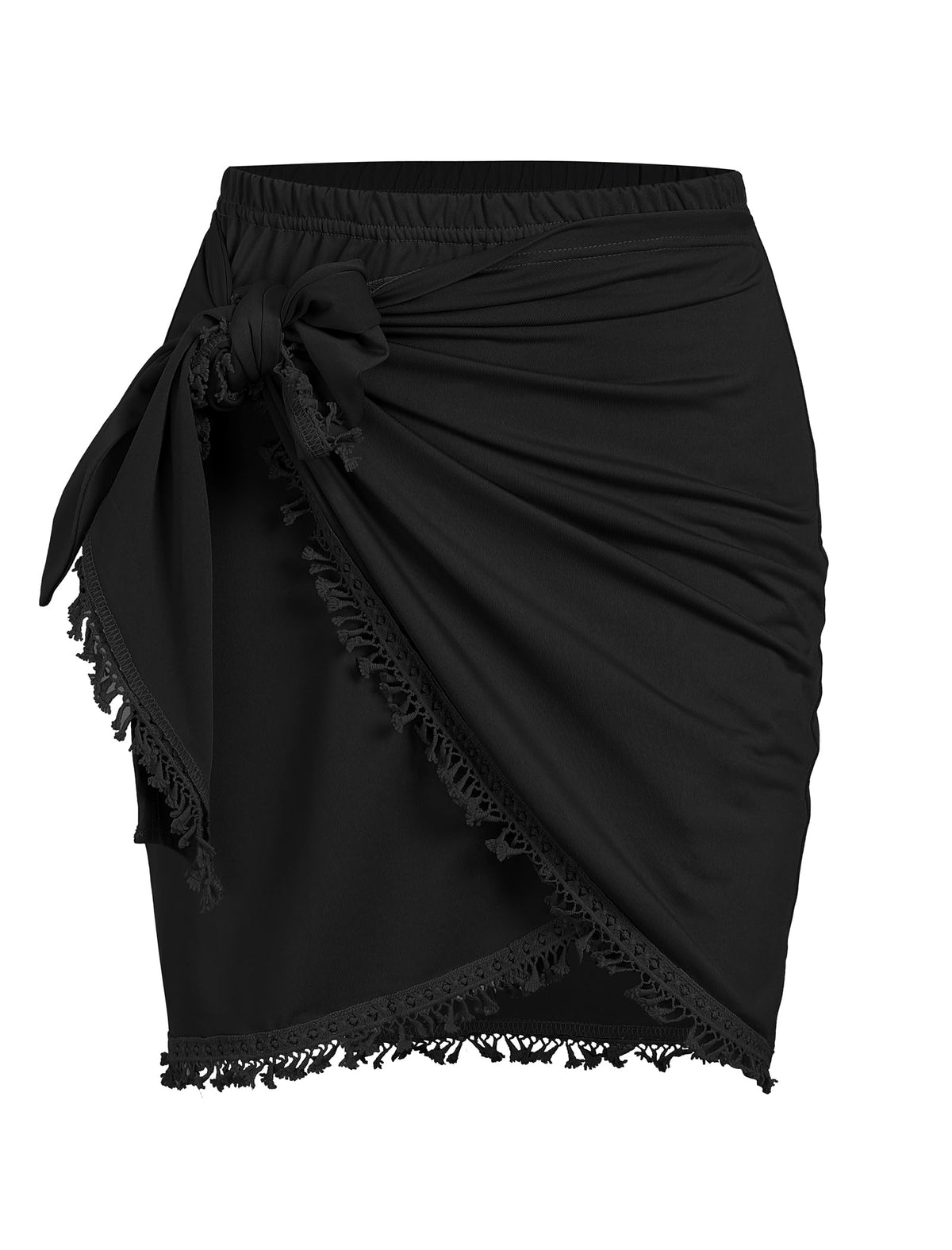 ZAFUL Slit Skirt for Women Boho Print Tie Side Wrap Tassel Casual Beach Mini Skirt