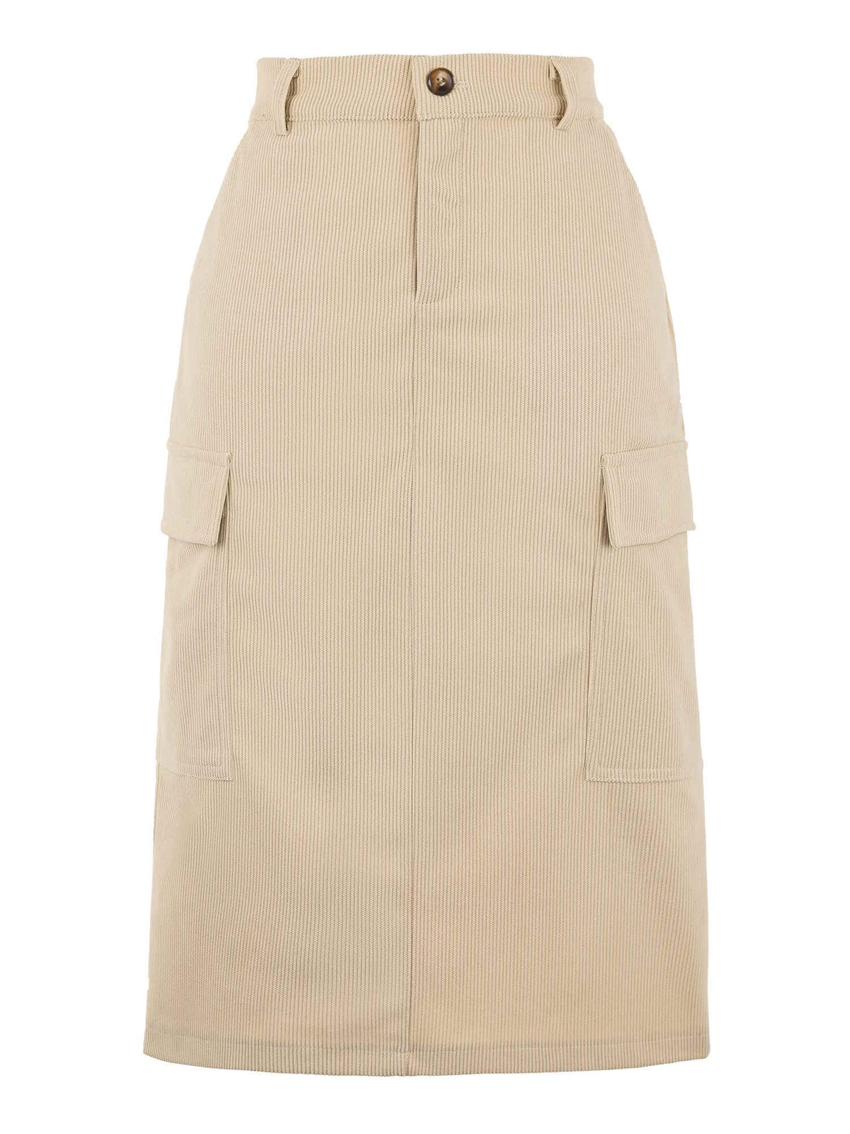 Allegra K Corduroy Cargo Skirts for Women's High Waisted Elastic Back H Line 2025 Fall Midi Skirt